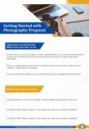 Getting Started With Photography Proposal Corporate Photography Proposal One Pager Sample Example Document