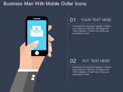 Gf business man with mobile dollar icons flat powerpoint design