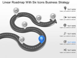 Gf linear roadmap with six icons business strategy powerpoint template