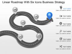 Gf linear roadmap with six icons business strategy powerpoint template