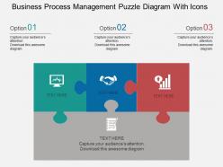 Gh business process management puzzle diagram with icons flat powerpoint design