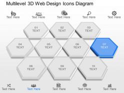 Gh multilevel 3d web design icons diagram powerpoint template