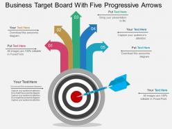 Gi business target board with five progressive arrows flat powerpoint design