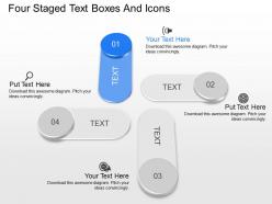 Gi four staged text boxes and icons powerpoint template