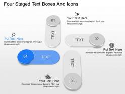 Gi four staged text boxes and icons powerpoint template