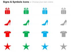 Gift box tshirt heels star ppt icons graphics