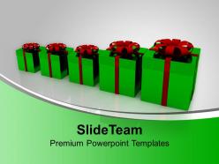 Gift boxes bar graph green celebration shopping powerpoint templates ppt themes and graphics 0113
