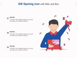 Gift opening icon with man and box