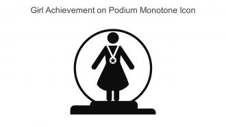 Girl Achievement On Podium Monotone Icon In Powerpoint Pptx Png And Editable Eps Format