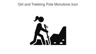 Girl And Trekking Pole Monotone Icon In Powerpoint Pptx Png And Editable Eps Format