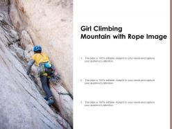 Girl climbing mountain with rope image