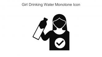 Girl Drinking Water Monotone Icon In Powerpoint Pptx Png And Editable Eps Format