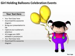 Girl holding balloons celebration events ppt graphic icon