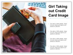 Girl taking out credit card image
