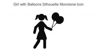 Girl With Balloons Silhouette Monotone Icon In Powerpoint Pptx Png And Editable Eps Format