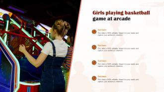 Girls Playing Basketball Game At Arcade