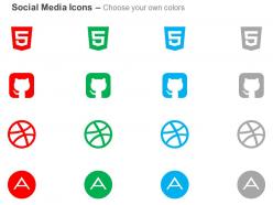 Github square html5 dribble adn ppt icons graphics