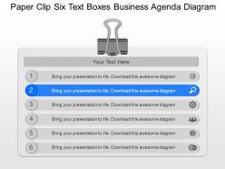 Gj paper clip six text boxes business agenda diagram powerpoint template