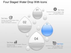 Gk four staged water drop with icons powerpoint template