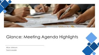 Glance Meeting Agenda Highlights PPT Template AT