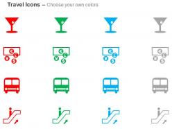 Glass currencies bus elevator ppt icons graphics