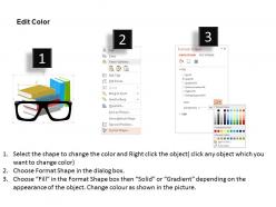Glasses books and icons for educational strategy flat powerpoint design