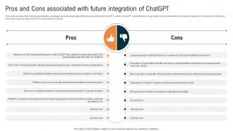 Glimpse About ChatGPT As AI Pros And Cons Associated With Future Integration Of ChatGPT SS V
