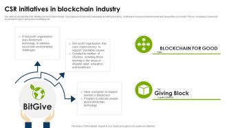 Global Blockchain Industry CSR Initiatives In Blockchain Industry IR SS