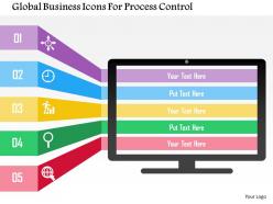 Global business icons for process control flat powerpoint design