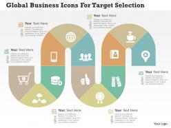 Global business icons for target selection flat powerpoint design