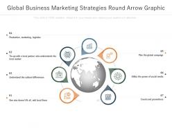 Global business marketing strategies round arrow graphic