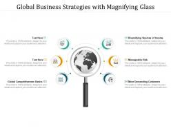 Global business strategies with magnifying glass