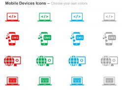 Global communication devices laptops ppt icons graphics