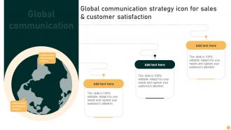 Global Communication Strategy Icon For Sales And Customer Satisfaction