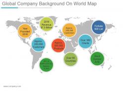 Global company background on world map powerpoint slides design