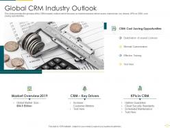 Global CRM Industry Outlook CRM Software Analytics Investor Funding Elevator Ppt Icons