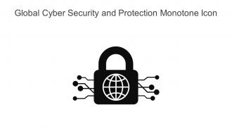 Global Cyber Security And Protection Monotone Icon In Powerpoint Pptx Png And Editable Eps Format