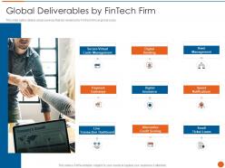 Global deliverables by fintech firm fintech service provider investor funding elevator ppt layouts