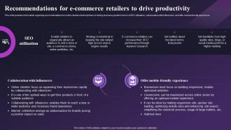 Global E Commerce Industry Outlook Recommendations For E Commerce Retailers To Drive IR SS