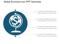 Global economy icon ppt summary