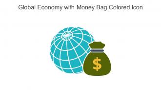 Global Economy With Money Bag Colored Icon In Powerpoint Pptx Png And Editable Eps Format