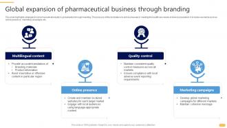 Global Expansion Of Pharmaceutical Business Through Branding