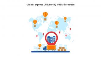 Global Express Delivery By Truck Illustration