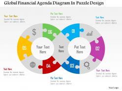 Global financial agenda diagram in puzzle design flat powerpoint design