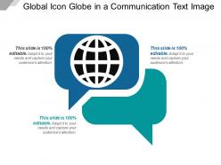 Global icon globe in a communication text image