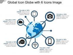 Global icon globe with 6 icons image