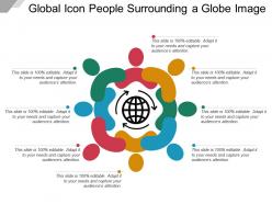 Global icon people surrounding a globe image