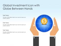 Global investment icon with globe between hands
