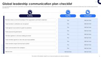 Global Leadership Communication Plan Powerpoint Ppt Template Bundles Visual Compatible