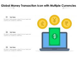 Global money transaction icon with multiple currencies